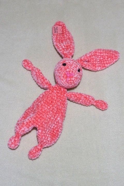 Handgemaakte knuffel konijn roze